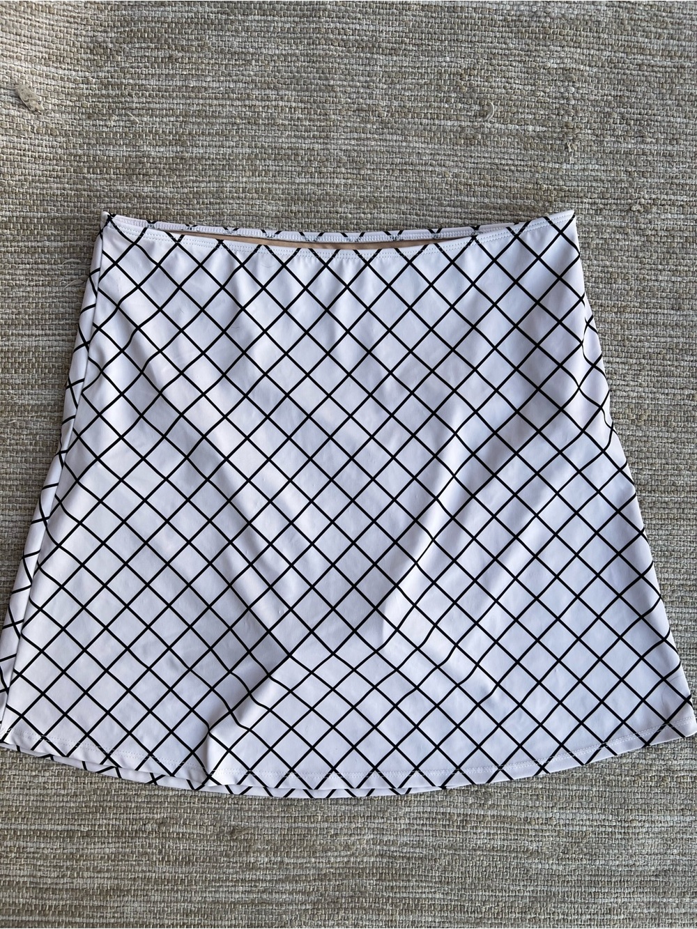 Kortni Jeane Soft Cream Black Square Grid Print Swim Modest Skort Large